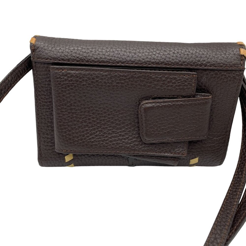 VTG Brighton crossbody wallet brown pebbled leather removable strap Y2K - Picture 4 of 11